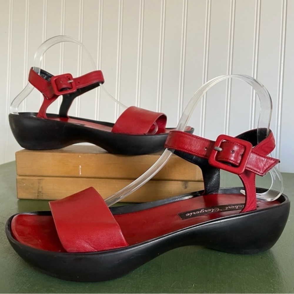 Robert Clegerie Molded Footbed Sandals in Red Glove Leather